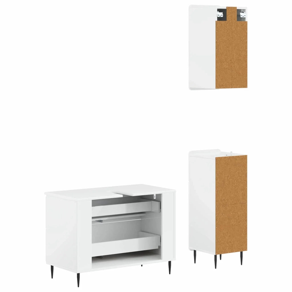 Set di armadietti da bagno in 3 pezzi ZWOLLE Bianco Lucido 3417760