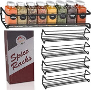 Organizzatore per spezie, nero, di alta qualità, adesivo, set da 4 pezzi, infine ordine per le tue mensole cucina, spazio per contenitori di spezie o erbe, senza perforazione.