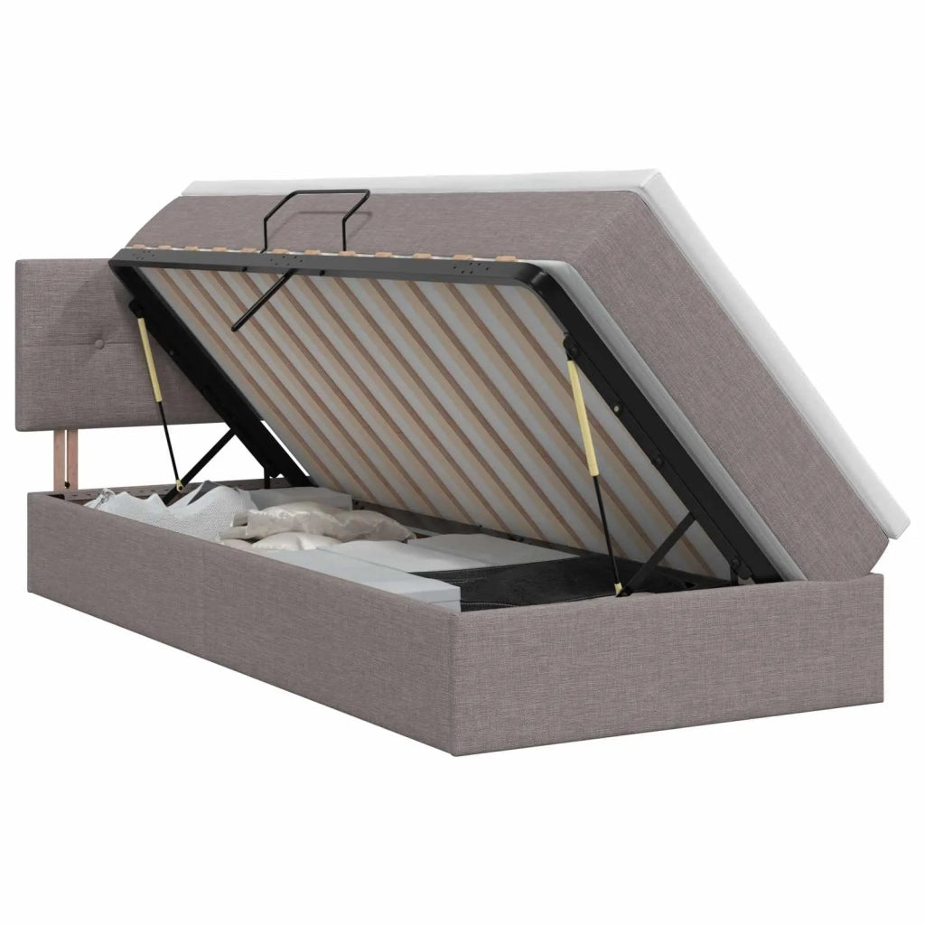 Letto con contenitore e materasso Tortora 100 x 200 cm Velluto 3458604