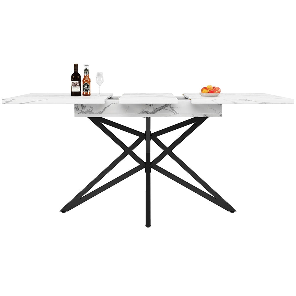 Tavolo allungabile - Xylo - 120-160x80cm noce/marmo gambe stella