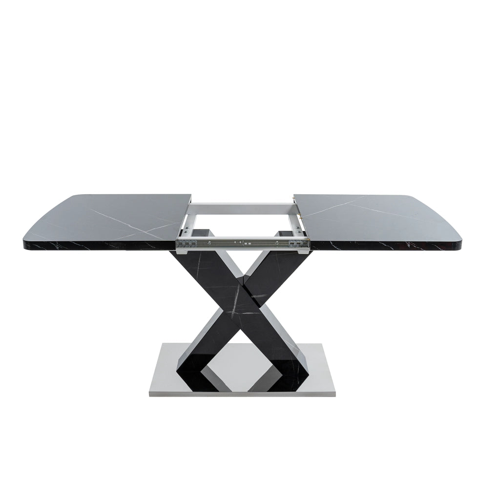 Tavolo da pranzo allungabile in MDF e acciaio nero