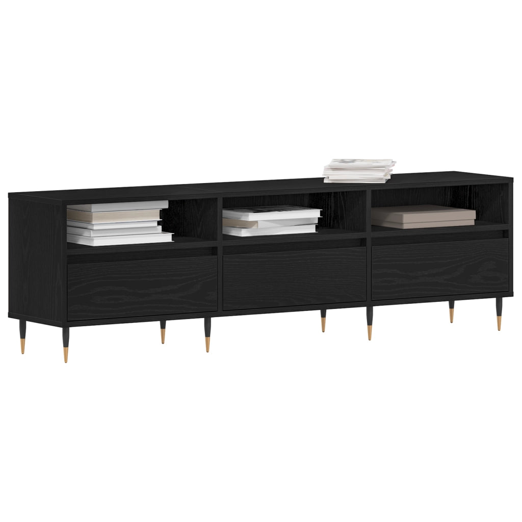 Mobile TV  Nero Rovere 150x30x44,5 cm Legno ingegnerizzato