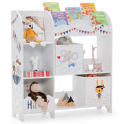 Mobile contenitore per giocattoli e libri 93,2 x 29,7 x 102,2 cm 5 scomparti 2 cassetti in MDF bianco 20_0019982