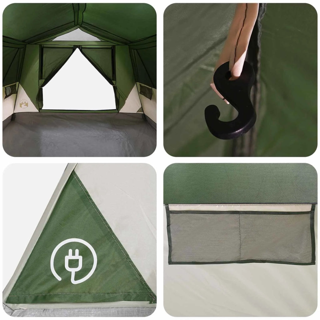 Tenda a tunnel con tetto Verde 10 persone Poliestere e Acciaio 42028661