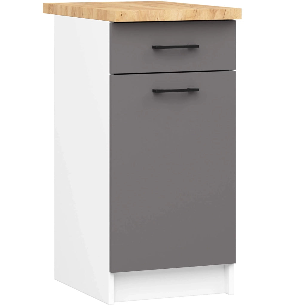 Mobile cucina modulare con piano di lavoro AKORD OLIWIA Bianco, Grigio Grafite 40 cm 1 anta 1 cassetto 40x46x85 cm