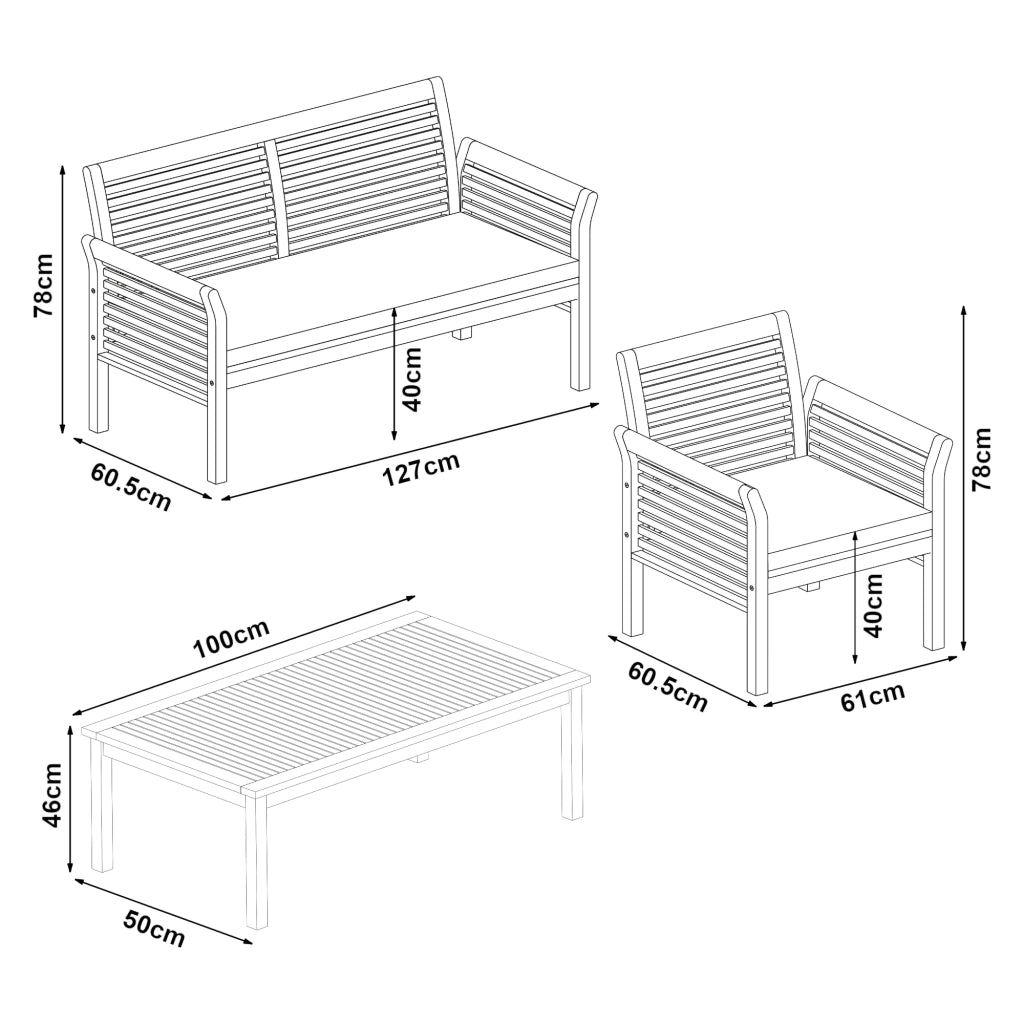 Set di mobili da giardino 4 pezzi in legno di acacia beige naturale 03_0010529