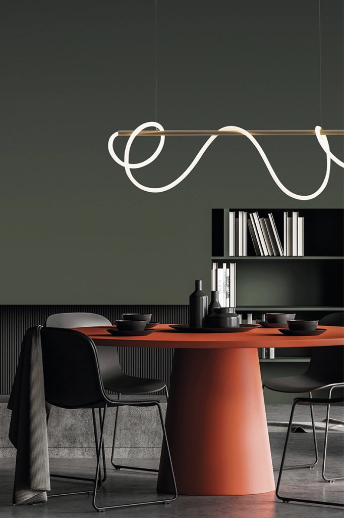 STRING Piantana LED da Terra 50W 3000K Colore Nero Opaco - Design Moderno a 360 Gradi per Interni - Lampada in Metallo e Silicone - Rossini
