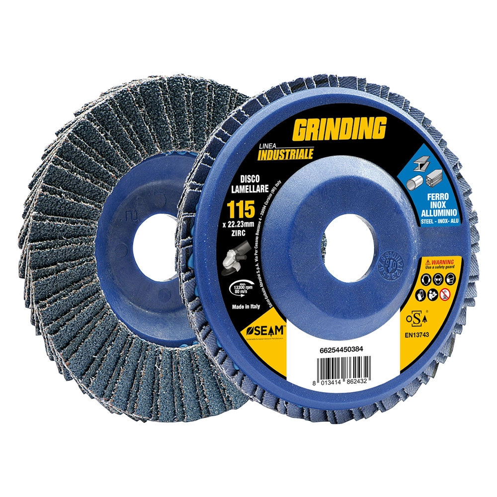DISCO LAMELLARE PER ACCIAIO INOX 'GRINDING LINEA INDUSTRIALE' ø 115 gr. 100- 10 pezzi  - GRINDING