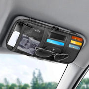 Organizzatore di Parasole - Tasca di Pelle per l'Interni con Opzione di Deposito per Auto - Portafoglio Targa di Guida Registro Penna Portatile