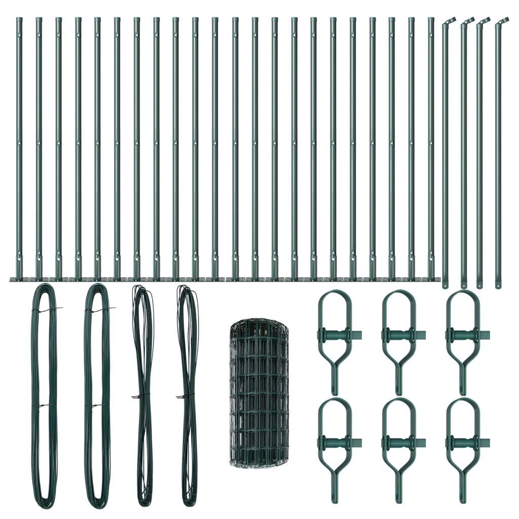 Euro Fence con 13 Pali Flangiati 0.4x50 m Acciaio Zincato