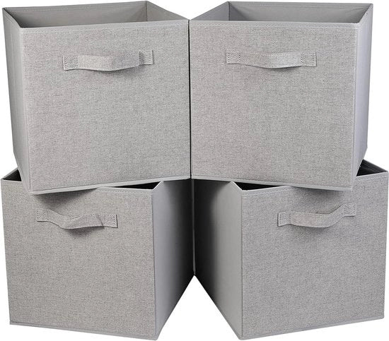 Organizzatori di archiviazione pieghevoli - grigio - set da 4 - 30 x 30 x 30 cm