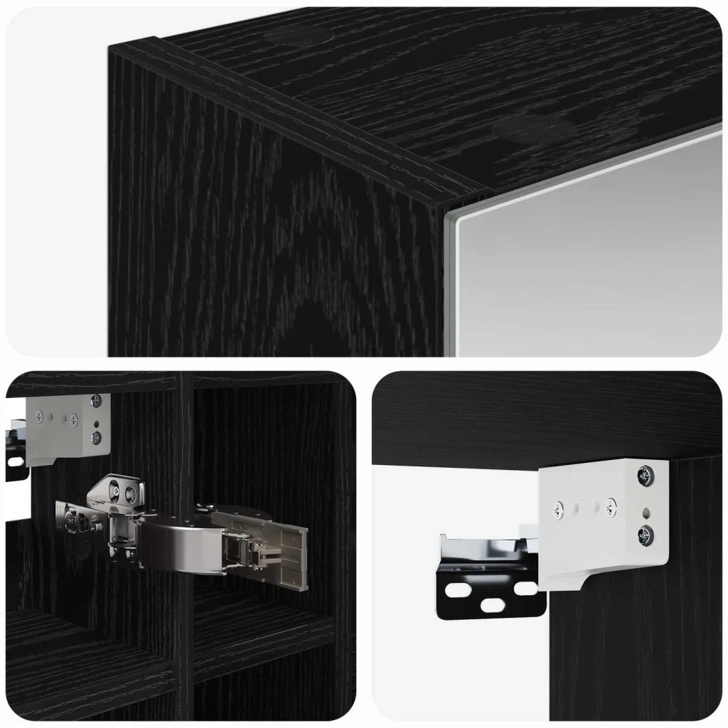 Mobiletto per specchio da bagno Rovere Nero 60 x 14,5 x 50 cm