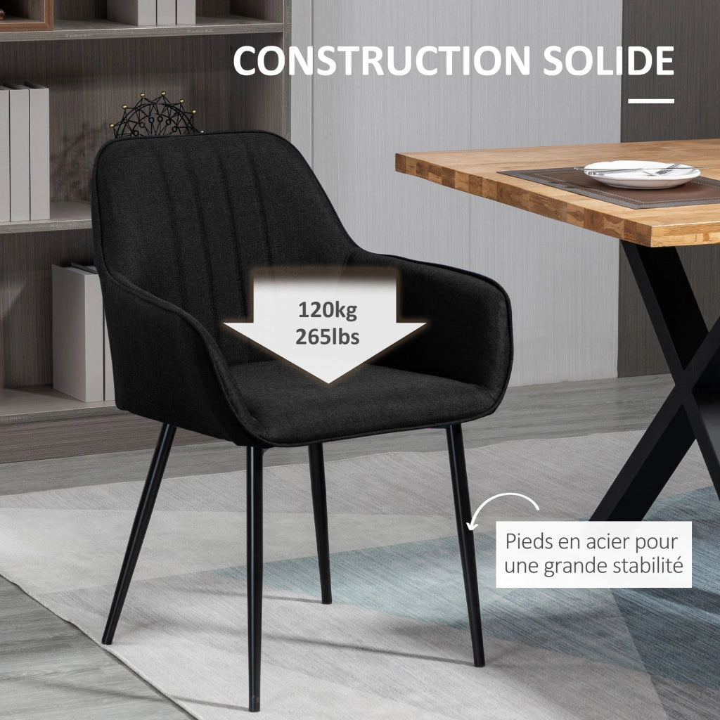 Sedia da Pranzo Scandinava ¨C Zephmum ¨C 2 Pezzi Struttura Metallo Nero