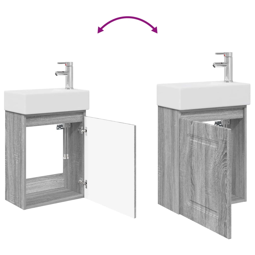 Mobile bagno con rubinetto Sonoma grigio 45,5 x 22,5 x 84 cm