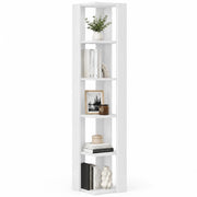 Libreria Angolare 5 Ripiani in Legno Bianco Scaffale Salvaspazio 34x34x161cm
