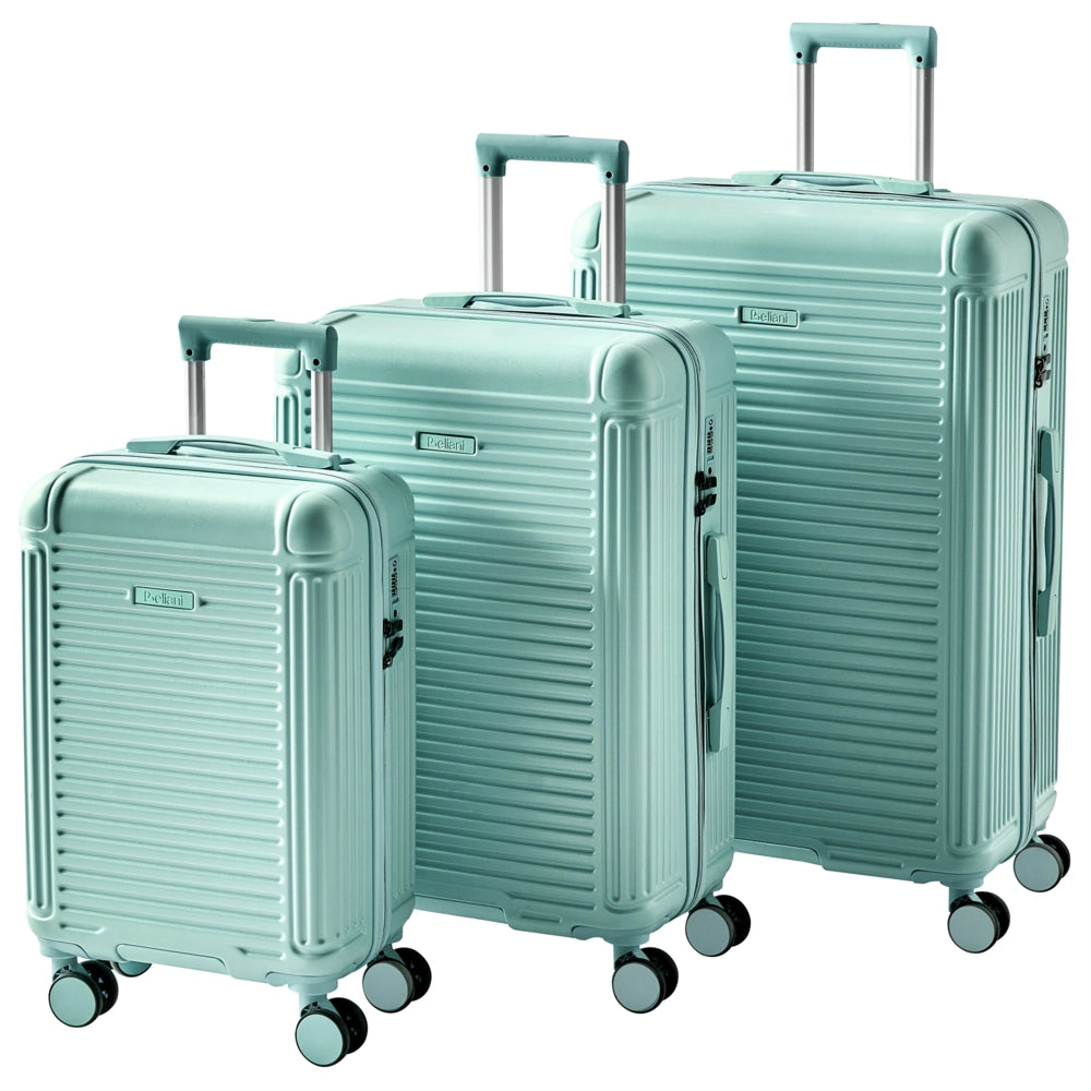 Set di 3 valigie verde in materiale sintetico con ruote silenziose in ferro e cerniera antifurto 3 misure Lucchetto TSA Comodità