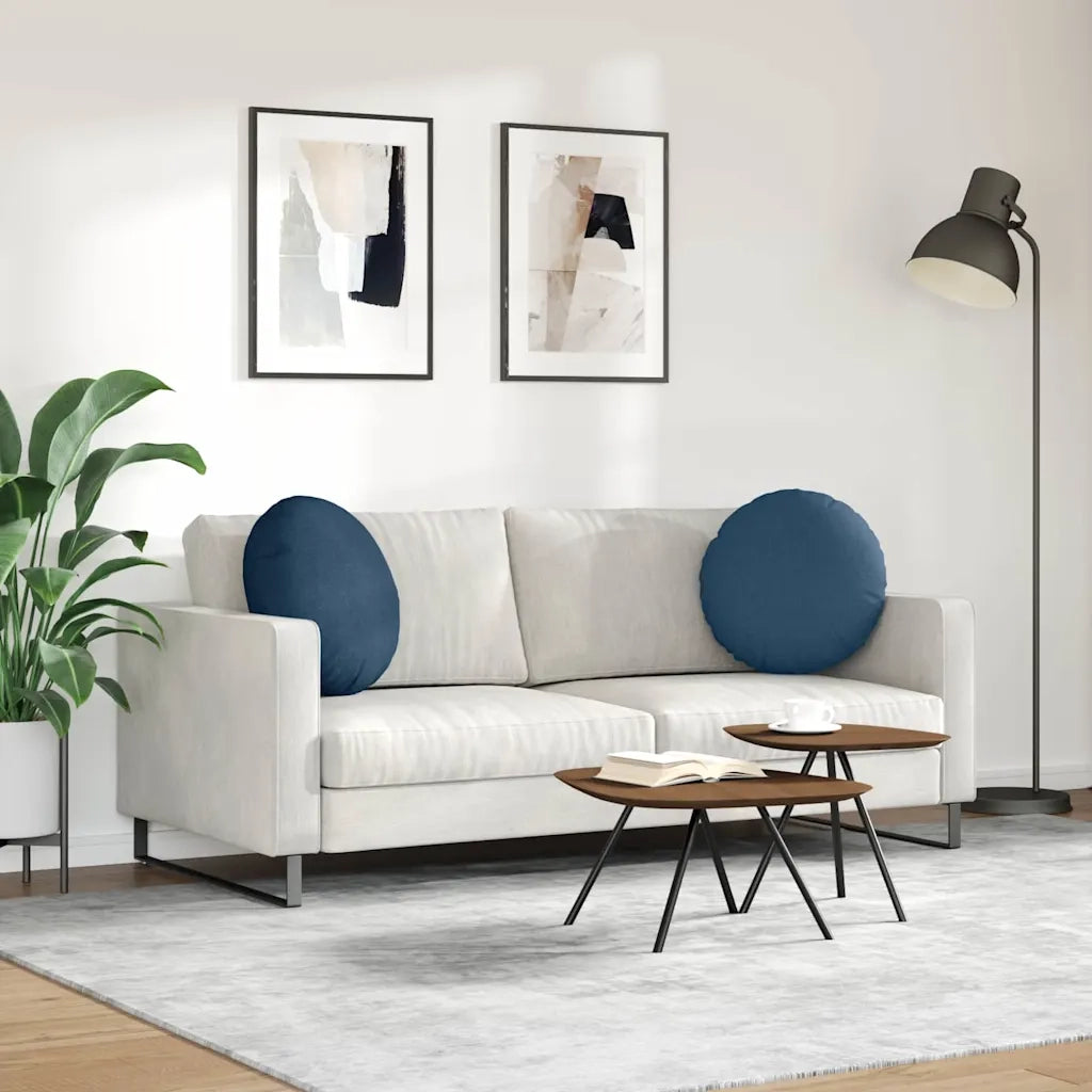 Cuscini per Seduta 2 pcs Blu Ø50 x 19 cm Tessuto 42014165