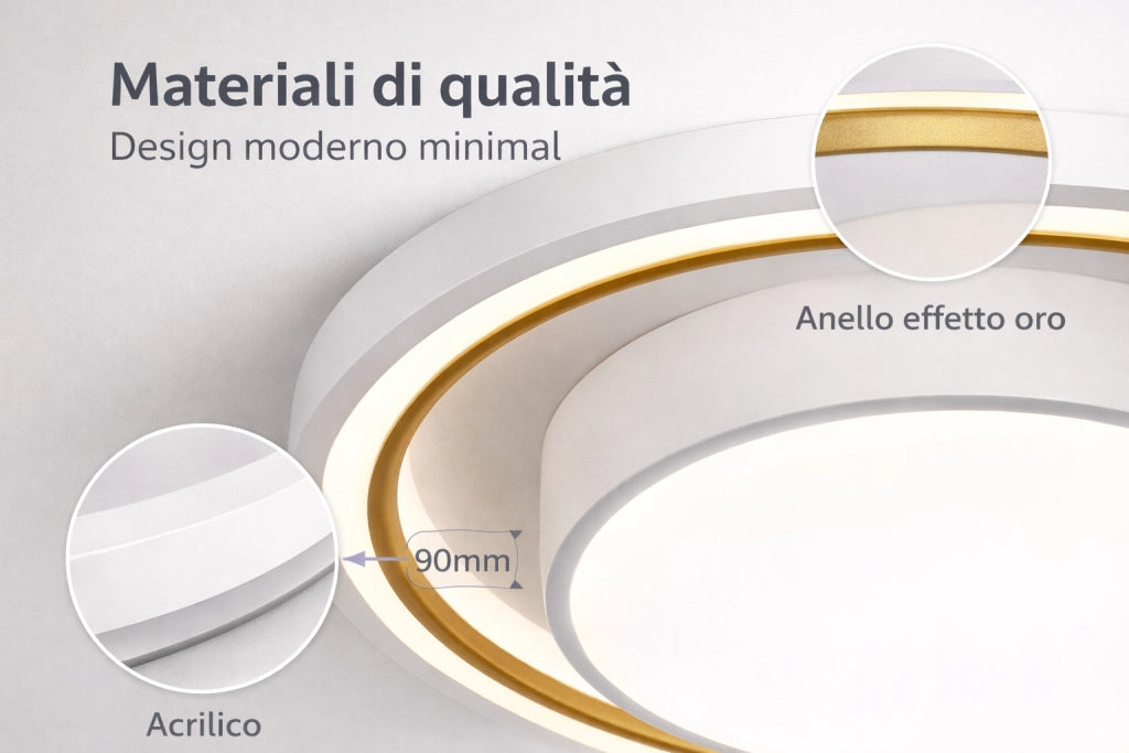 Plafoniera LED Soffitto 35W 2800lm Ø49 cm Dimmerabile con Telecomando CCT 3000K 4000K 6500K Luce Calda Naturale Fredda Design Moderno