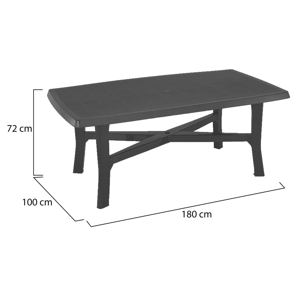 Rasura, Tavolo da Esterno 6 Posti Made in Italy, 180x100x72h cm Nero Antracite