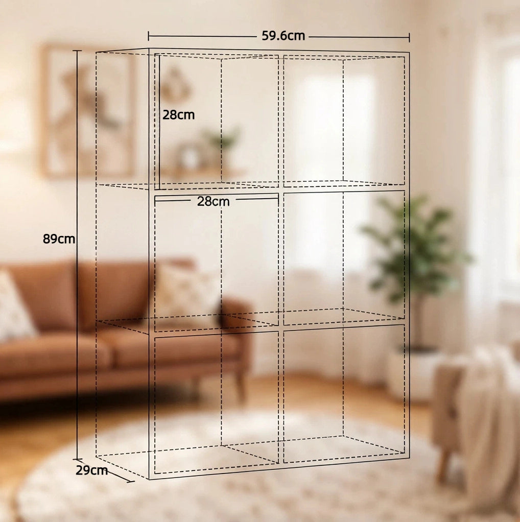 Libreria a cubi 6 vani rovere 59,6 x 89 x 29 cm