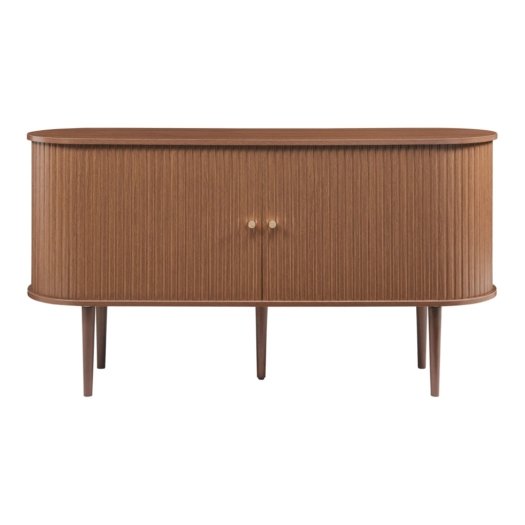 Mobile Contenitore Mapia con Ante Scorrevoli Credenza Bassa Madia 140x40x75 cm Effetto Noce [en.casa]