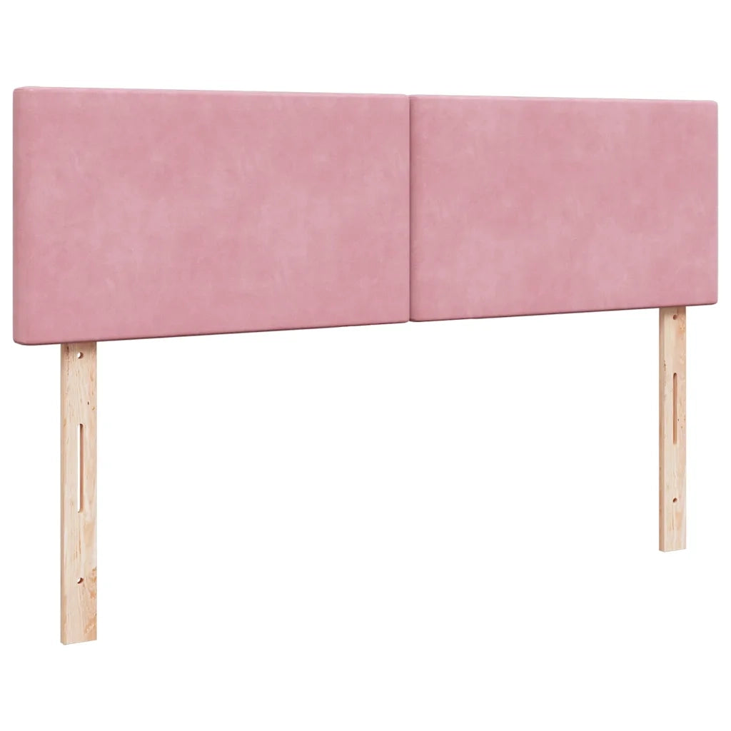 Struttura Letto Pouf con Materasso Rosa 140x200 cm in Velluto 3312559