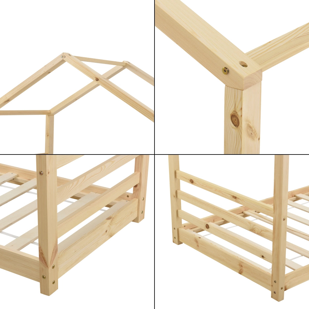 Letto a Casetta per Cameretta Vardø 80x160 cm Legno Naturale [en.casa]