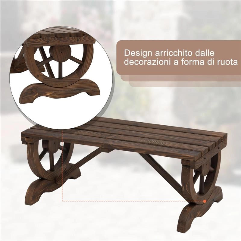PANCA 2 POSTI ESTERNO IN LEGNO DI ABETE EFFETTO BRUCIATO 105 X 50 X 53 CM