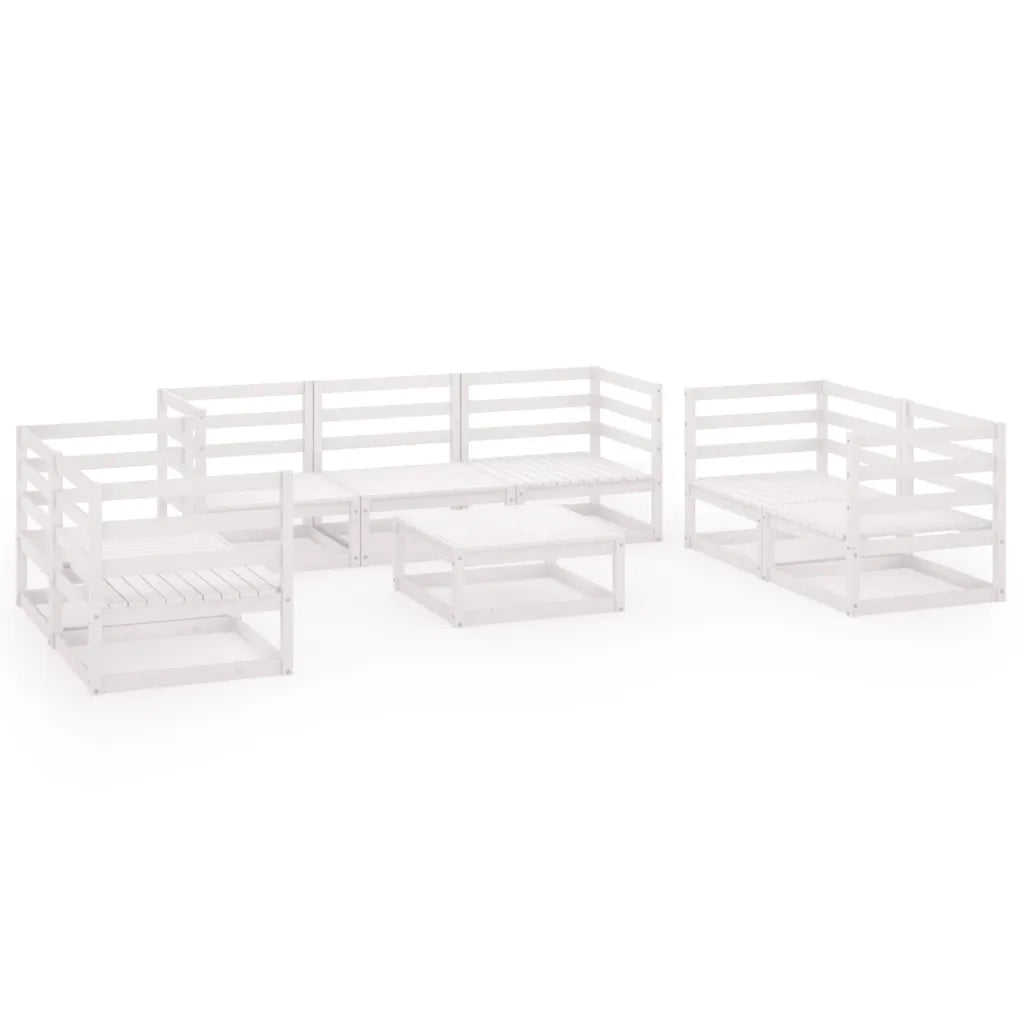 Set Divani da Giardino 8 pz Bianco in Legno Massello di Pino cod mxl 35768