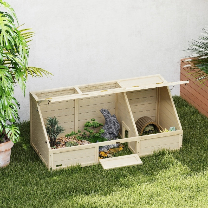 CASA TARTARUGHE Recinto esterno 120x55x20/50 cm Legno naturale