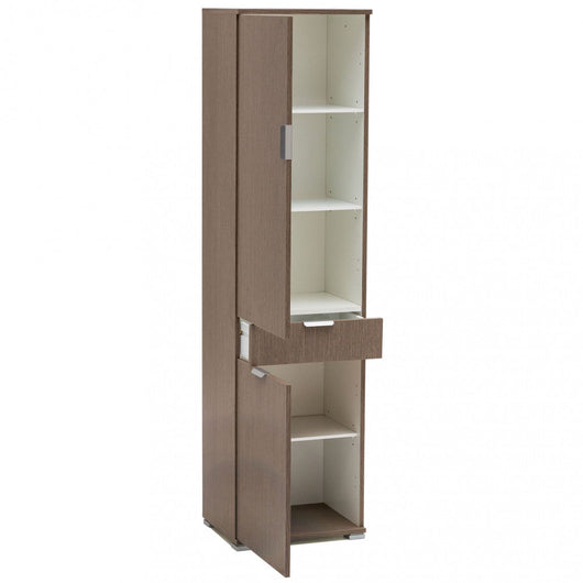 Armadio 2 Ante 1 Cassetto 45x38x174 h cm in Truciolare bilaminato Rovere grigio