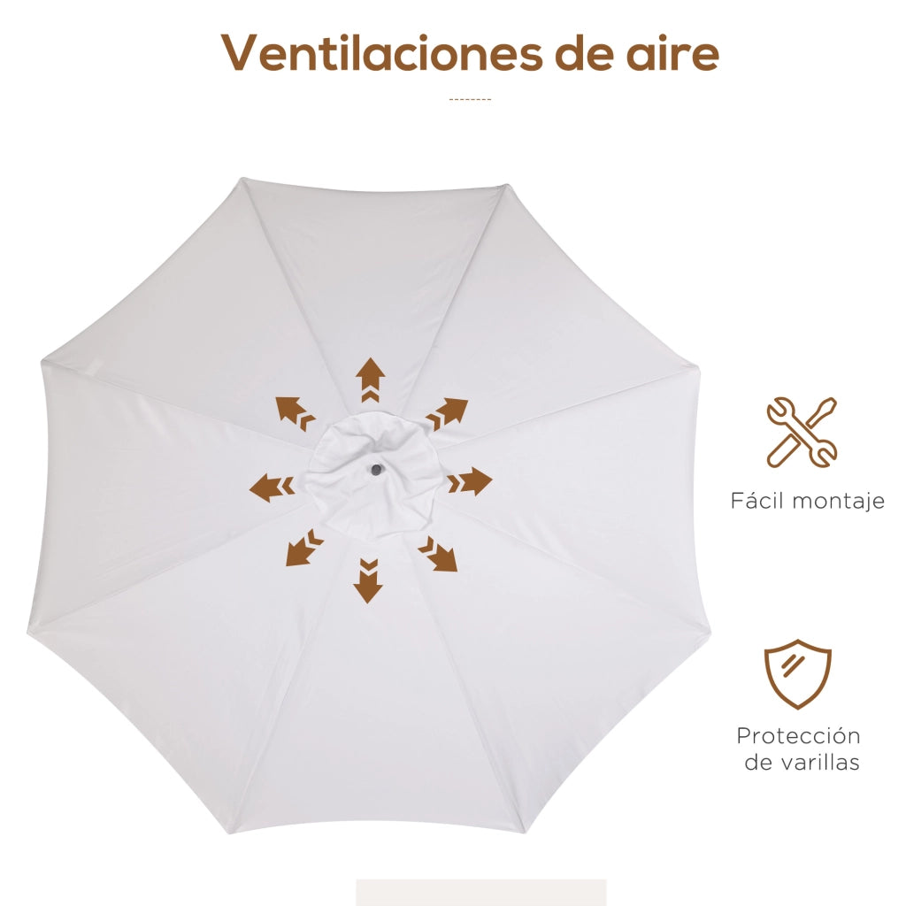 Ombrellone da Giardino con Sistema a Puleggia e 8 Stecche di Bamb¨´ ¨C zephmum ¨C Beige ?325 cm