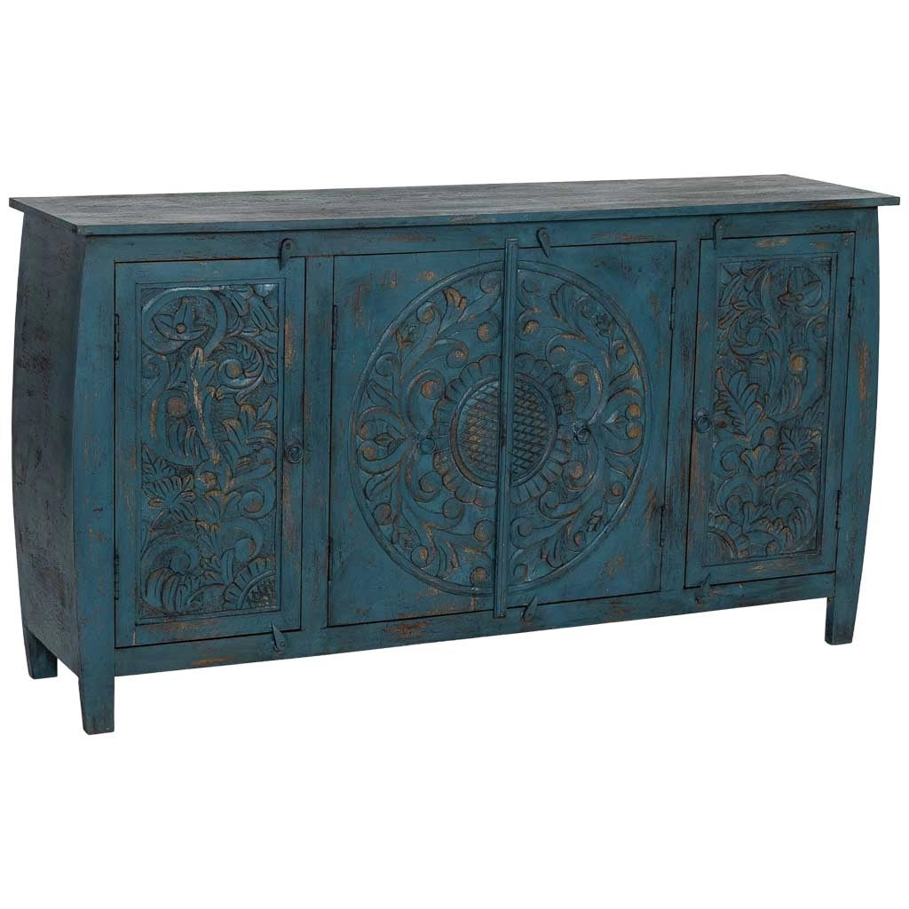 Credenza in legno blu 165x40x90h cm