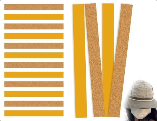 Strisce di cura 12 pezzi - Riduttore di cappello - Autoadesivo - Sostenibile - Leggero - Disegno giallo terroso