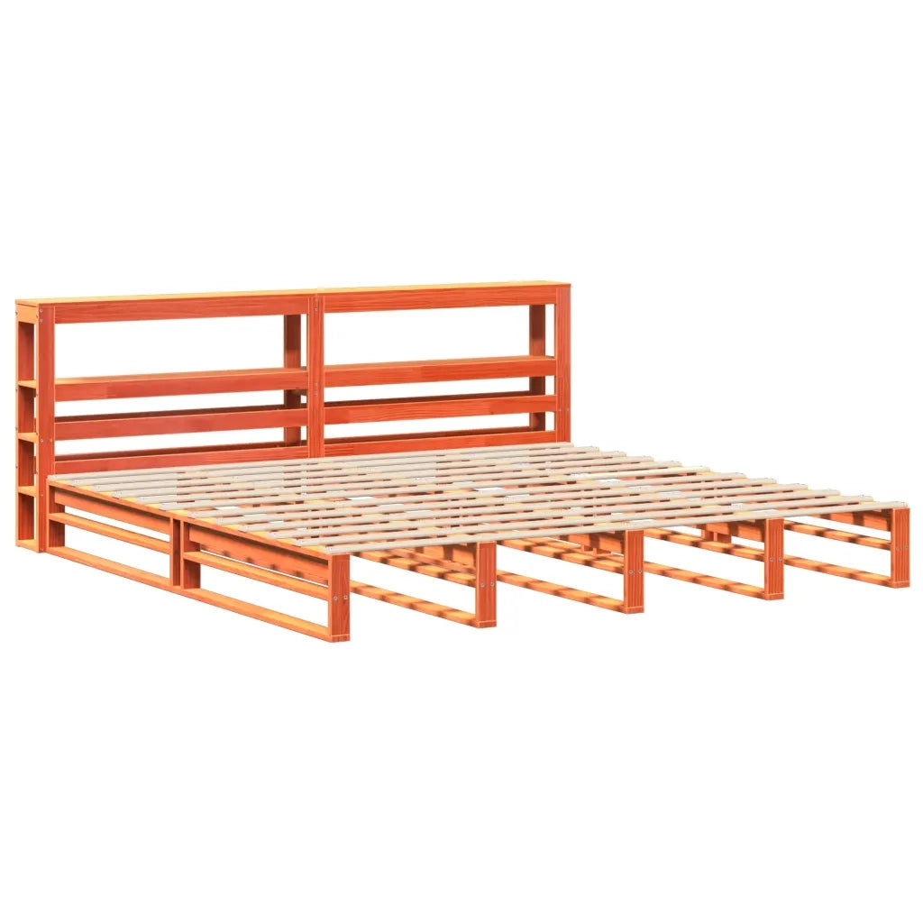 Giroletto con Testiera Marrone Cera 200x200 cm Massello Pino 3306509