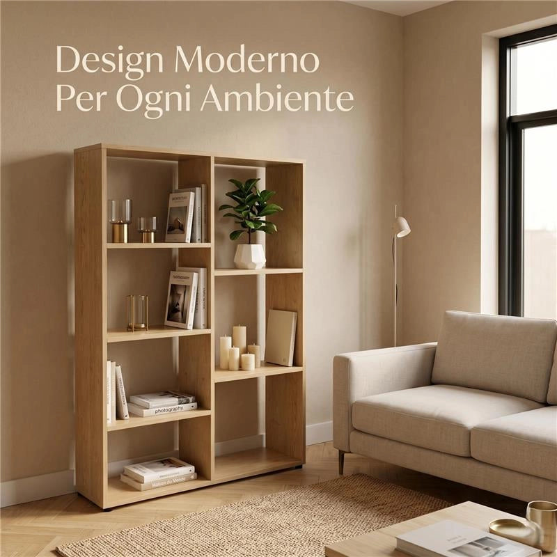 LIBRERIA IN MDF ROVERE CON RIPIANI SFALSATI MISURE: 80X24X126 CM