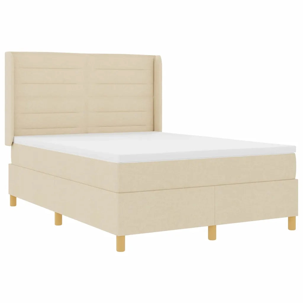 Letto a molle con strisce LED Crema 140 x 200 cm Tessuto 3343635