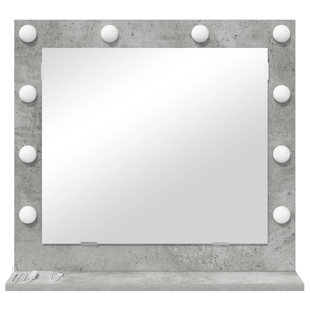 Specchio da toeletta con luci LED Grigio cemento 60x55x18 cm