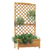 Letto da giardino rialzato con fioriera traliccio fori di drenaggio, Fioriera in legno 180cm da esterno Arancione-Fioriere
