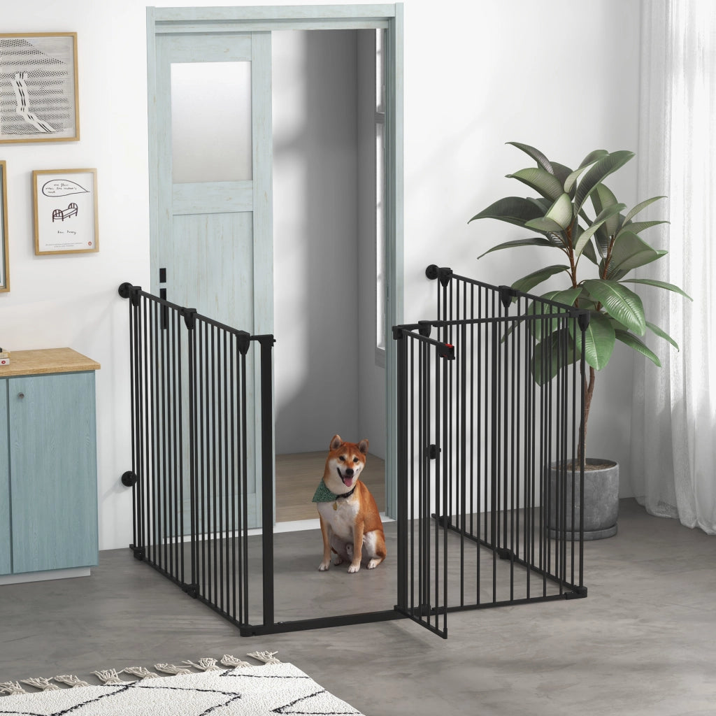 Cancellino Pieghevole per Cani ¨C zephmum ¨C Nero, Acciaio e Plastica, 123x102x100 cm