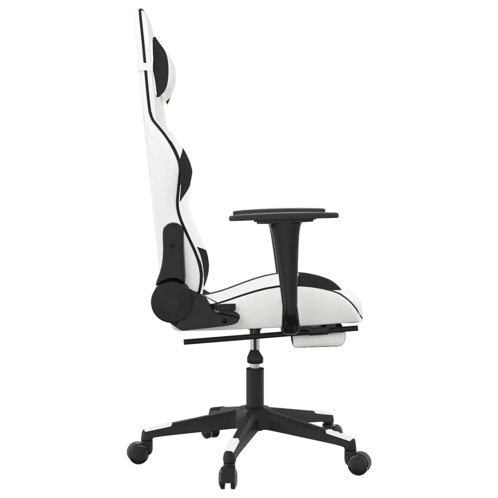 Sedia da Gaming con Poggiapiedi Bianco e Nero in Similpelle 3143773