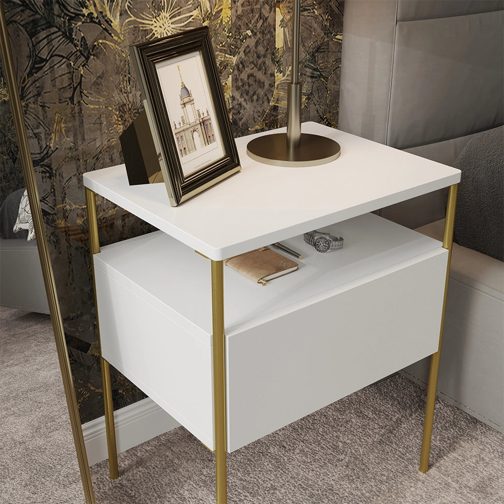 Vicco Comodino camera da letto Bianco/Oro 40 x 50 cm