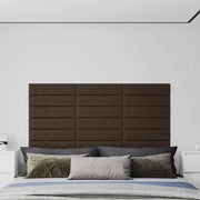 Testiera da Parete 12 pcs Marrone 60 x 15 cm Pelle Sintetica 42046516