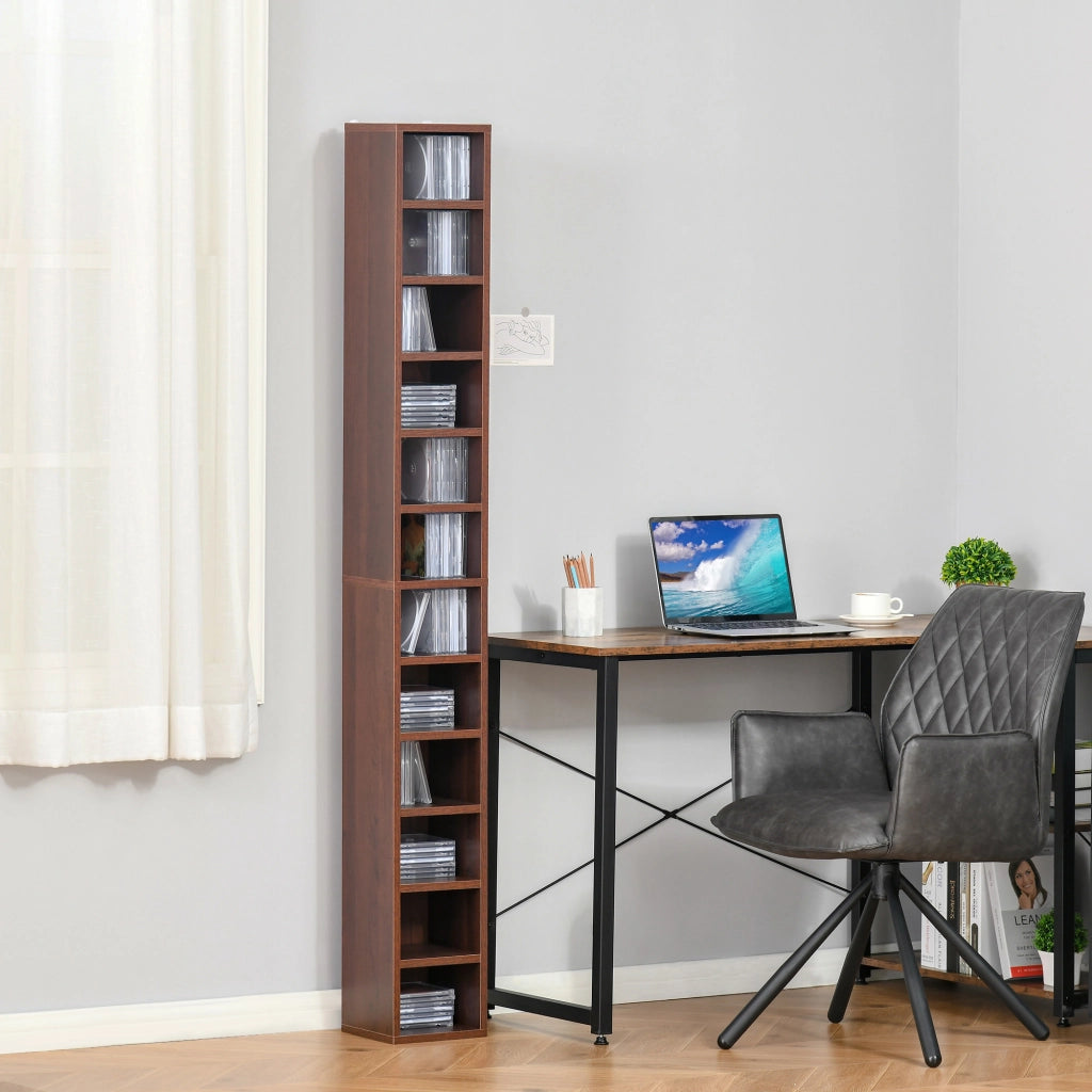 Libreria Porta CD 12 Ripiani per CD Videogames Blu-ray ¨C zephmum ¨C MDF Truciolato 21x20x175 cm Marrone