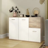 Credenza Moderna con 3 Armadietti e 2 Cassetti, in Legno, 106x35x76 cm, color Legno