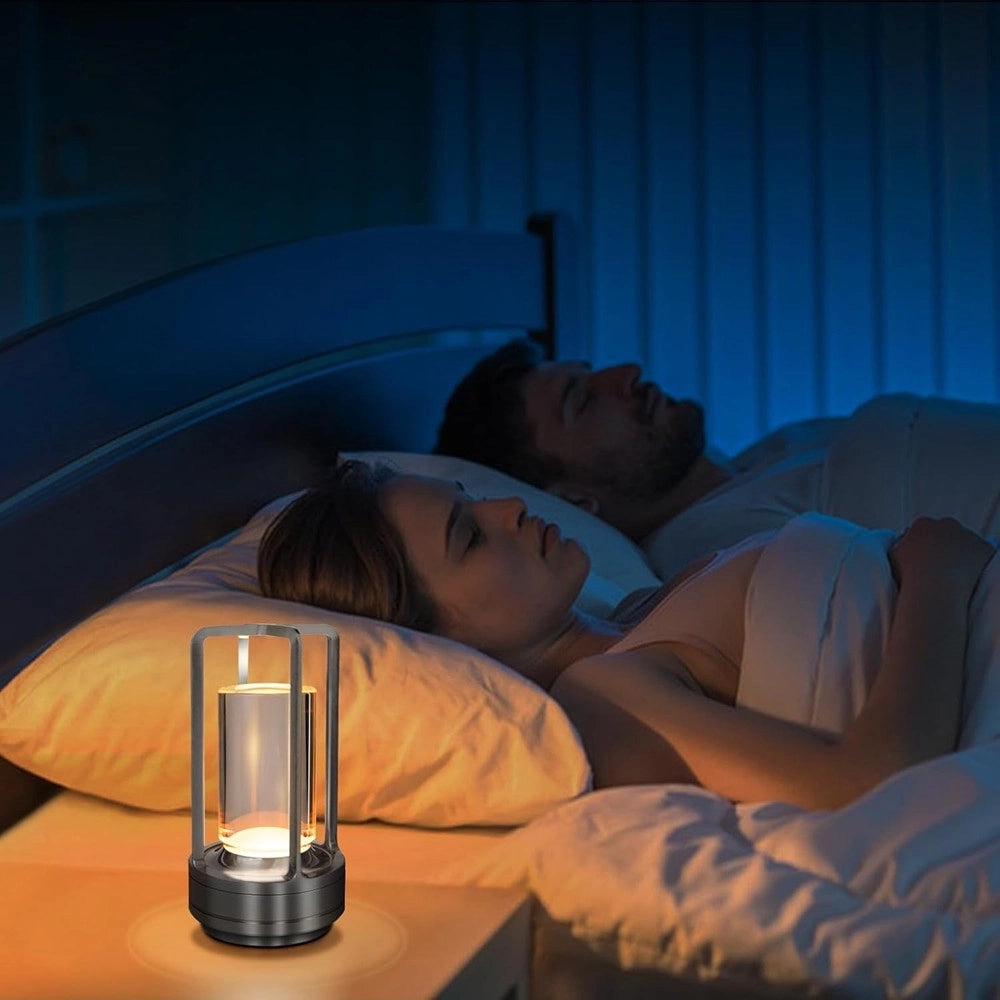 Trade Shop - Lampada A Led Da Tavolo 3 Watt Lanterna Lume Ricaricabile Touch Dimmerabile Cct D37-3c - Argento