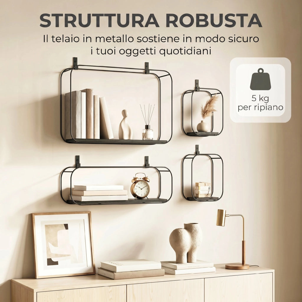Libreria Flottante Geometrica ¨C Zephmum ¨C Nero 80x30x24
