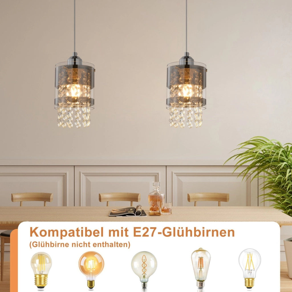 Lampada a sospensione ZMH LED vetro trasparente colorato diametro 150 cm E27 max 40W per tavolo moderno
