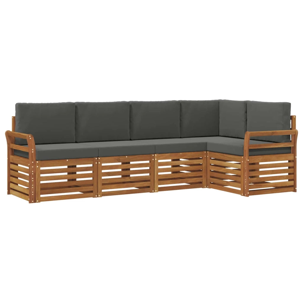 Set divano sezionale con cuscino 5 pcs Naturale e Antracite