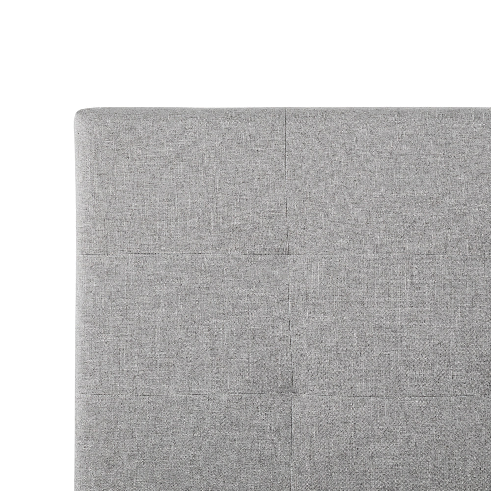 Letto matrimoniale con contenitore portaoggetti e testiera imbottita 160x200 cm in tessuto grigio